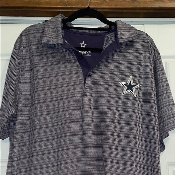 NFL Dallas Cowboys Gray Polo Shirt with Stripes - Picture 4 of 8
